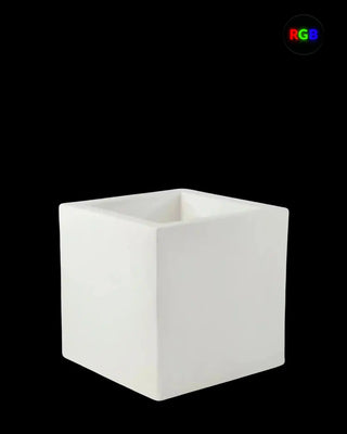 Vondom Cubo Planter LED vase in Ice White 2101 polyethylene