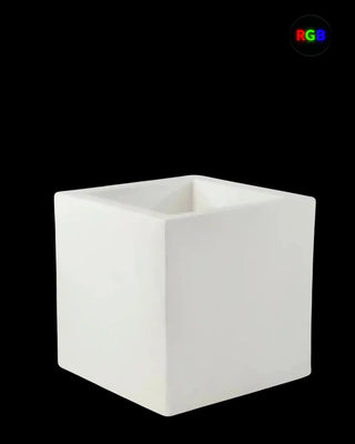 Vondom Cubo Planter LED vase in Ice White 2101 polyethylene