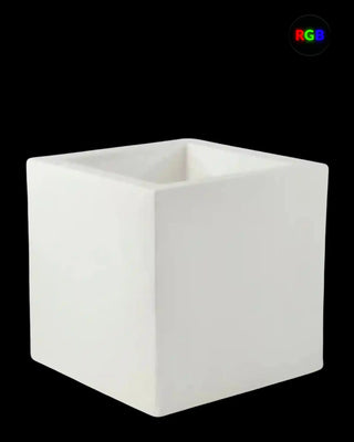Vondom Cubo Planter LED vase in Ice White 2101 polyethylene