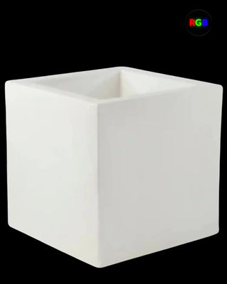 Vondom Cubo Planter LED vase in Ice White 2101 polyethylene