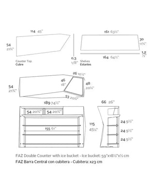 Vondom Faz Bar counter LED central element in Ice White 2101 polyethylene