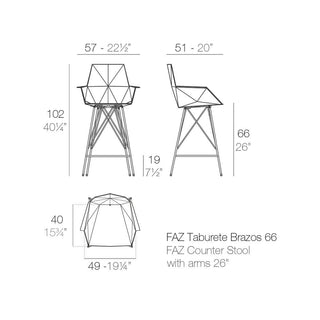 Vondom Faz stool with armrests h. seat 66 cm. by Ramón Esteve - Buy now on ShopDecor - Discover the best products by VONDOM design