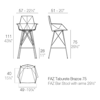 Vondom Faz stool with armrests h. seat 75 cm. by Ramón Esteve - Buy now on ShopDecor - Discover the best products by VONDOM design