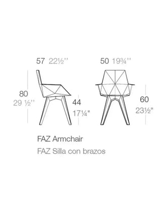 Vondom Faz armchair with polypropylene shell and transparent polycarbonate legs