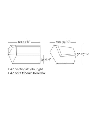 Vondom Faz sofa end module in polyethylene with upholstered cushions