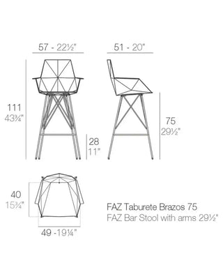 Vondom Faz stool with polypropylene shell and powder-coated metal base