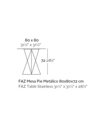 Vondom Faz table with powder-coated metal legs with HPL top