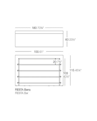 Vondom Fiesta bar LED counter 180 cm in polyethylene