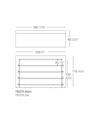 Vondom Fiesta bar LED counter 180 cm in polyethylene