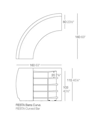 Vondom Fiesta Curved bar counter 160 cm in polyethylene