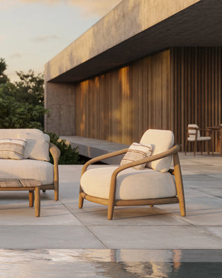 Vondom Fusta upholstered lounge chair in teak wood