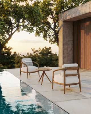 Vondom Fusta upholstered lounge chair in teak wood