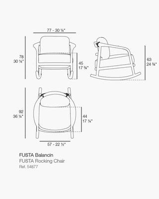 Vondom Fusta upholstered rocking lounge chair in teak wood