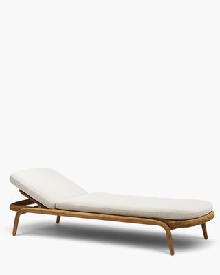 Vondom Fusta upholstered sun lounger in teak wood