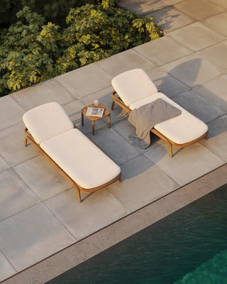 Vondom Fusta upholstered sun lounger in teak wood