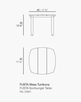 Vondom Fusta sun lounger table in teak wood