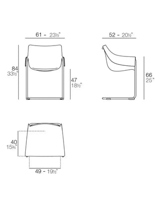 Vondom Manta Cantilever armchair with polypropylene seat and powder-coated metal cantilever base