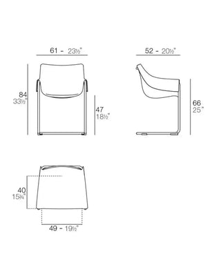 Vondom Manta Cantilever armchair with polypropylene seat and powder-coated metal cantilever base