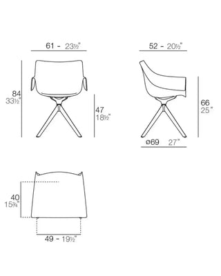 Vondom Manta swivel armchair with polypropylene shell and four-star base