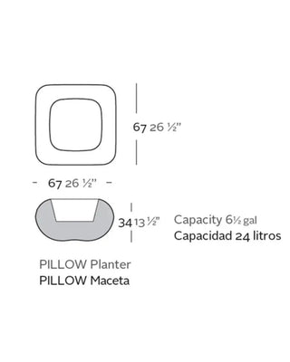 Vondom Pillow Planter LED vase in Ice White 2101 polyethylene
