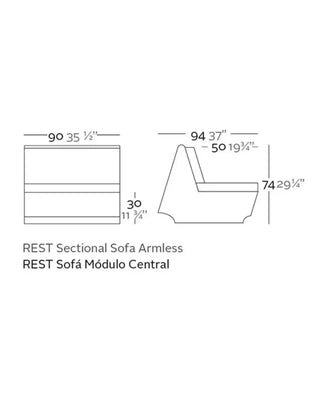 Vondom Rest sofa central module with upholstered cushions