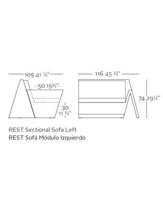Vondom Rest sofa left/right module in polyethylene