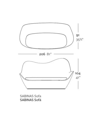 Vondom Sabinas sofa in polyethylene with upholstered cushion