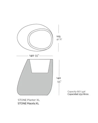 Vondom Stone Planter vase in polyethylene