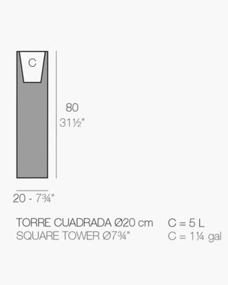 Vondom Cubo Torre Cuadrada Planter vase in polyethylene