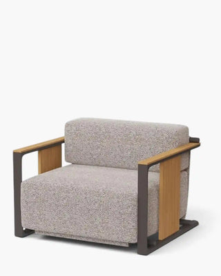 Vondom Tulum upholstered lounge chair with powder-coated aluminium frame and teak armrests