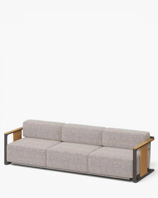 Vondom Tulum upholstered sofa with powder-coated aluminium frame and teak armrests