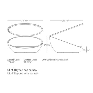 Vondom Ulm Daybed 200x210 cm round garden daybed with parasol - Buy now on ShopDecor - Discover the best products by VONDOM design