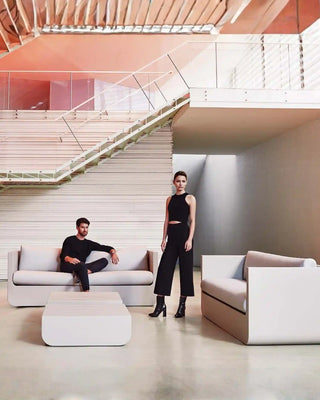 Vondom Ulm sofa in polyethylene with upholstered cushions