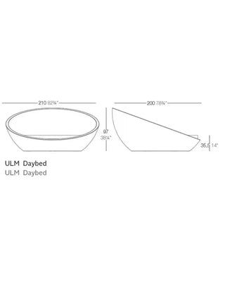 Vondom Ulm daybed in polyethylene with upholstered cushions