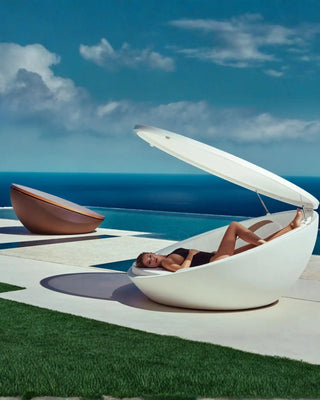 Vondom Ulm daybed with sunroof in polyethylene with upholstered cushions