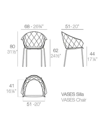 Vondom Vases armchair with polyethylene shell and powder-coated metal legs