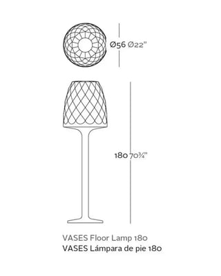 Vondom Vases LED floor lamp in Ice White 2101 polyethylene