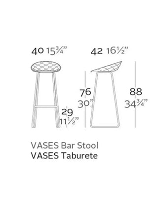 Vondom Vases bar stool with polypropylene shell and powder-coated metal cantilever base
