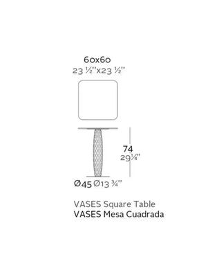 Vondom Vases table with stainless steel base and square top HPL
