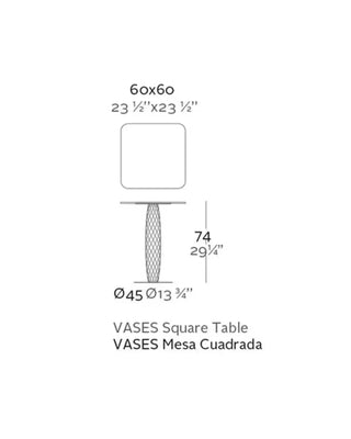 Vondom Vases table with stainless steel base and square top HPL