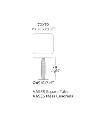 Vondom Vases table with stainless steel base and square top HPL