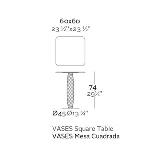 Vondom Vases table with stainless steel base and square top HPL 60x60 cm - Buy now on ShopDecor - Discover the best products by VONDOM design