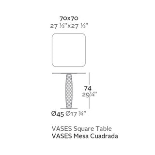 Vondom Vases table with stainless steel base and square top HPL 70x 70 cm - Buy now on ShopDecor - Discover the best products by VONDOM design