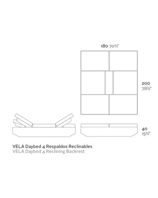 Vondom Vela reclyning daybed in polyethylene with upholstered cushion