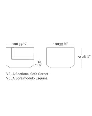 Vondom Vela sofa 90° corner module in polyethylene with upholstered cushions