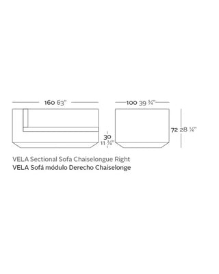 Vondom Vela chaise longue left/right module in polyethylene with upholstered cushion