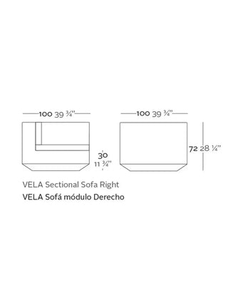 Vondom Vela sofa end module in polyethylene with upholstered cushions