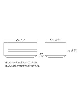 Vondom Vela sofa end module in polyethylene with upholstered cushions