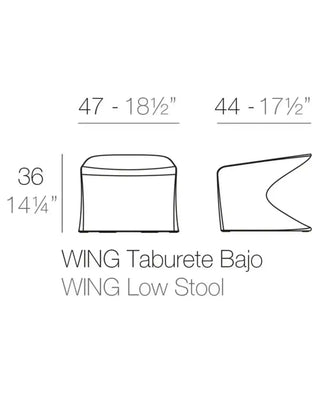 Vondom Wing low stool in polyethylene, seat height 36 cm