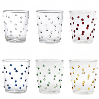 Zafferano Party Set 6 water glasses with polka dots 6 different colors - Buy now on ShopDecor - Discover the best products by ZAFFERANO design